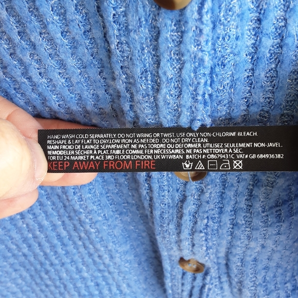 Out from Under Urban Outfitters Blue Textured Button Front Boho Top. - Picture 8 of 9